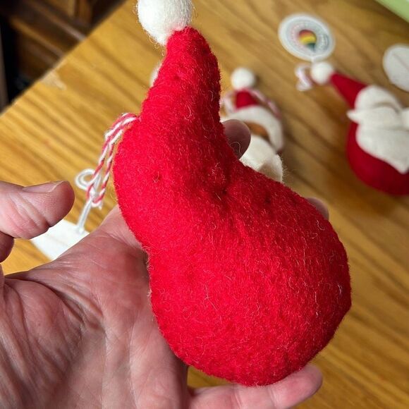 Handmade Cute Santa Felted Wool Christmas Ornaments Set 5 - Picture 5 of 7